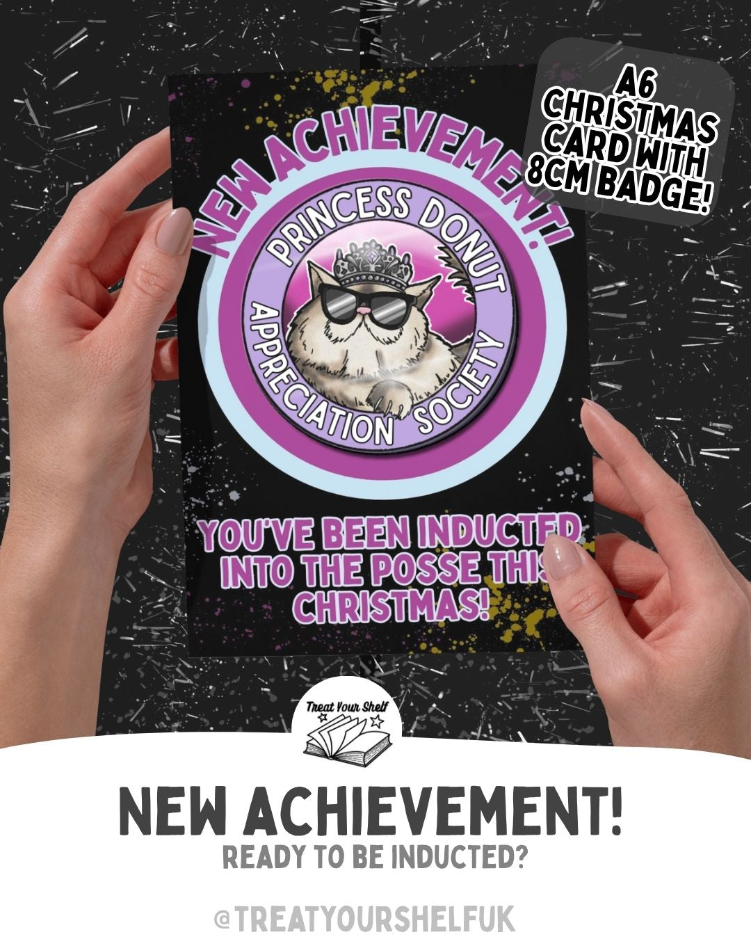 Dungeon Crawler Carl inspired Badge Christmas Card